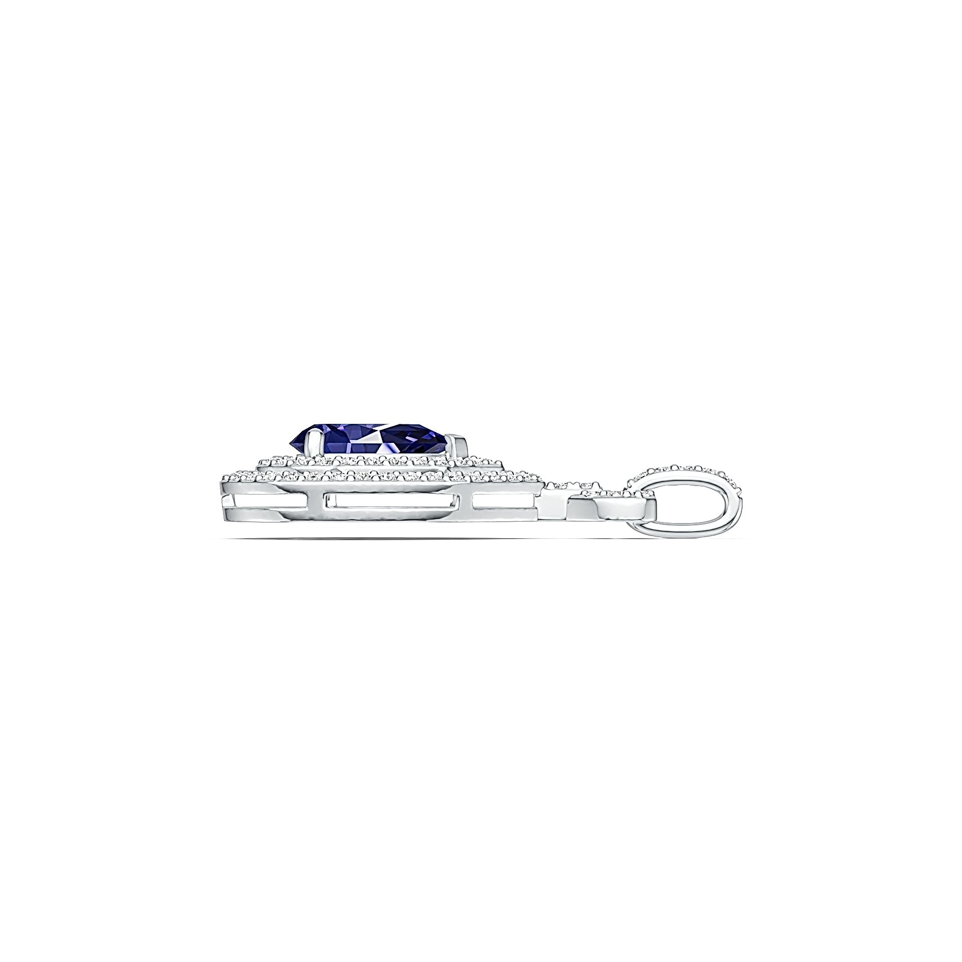 Sterling Silver Semi Mount Pendant Setting Pear PE 10X7mm Double Halo Syzjewelry