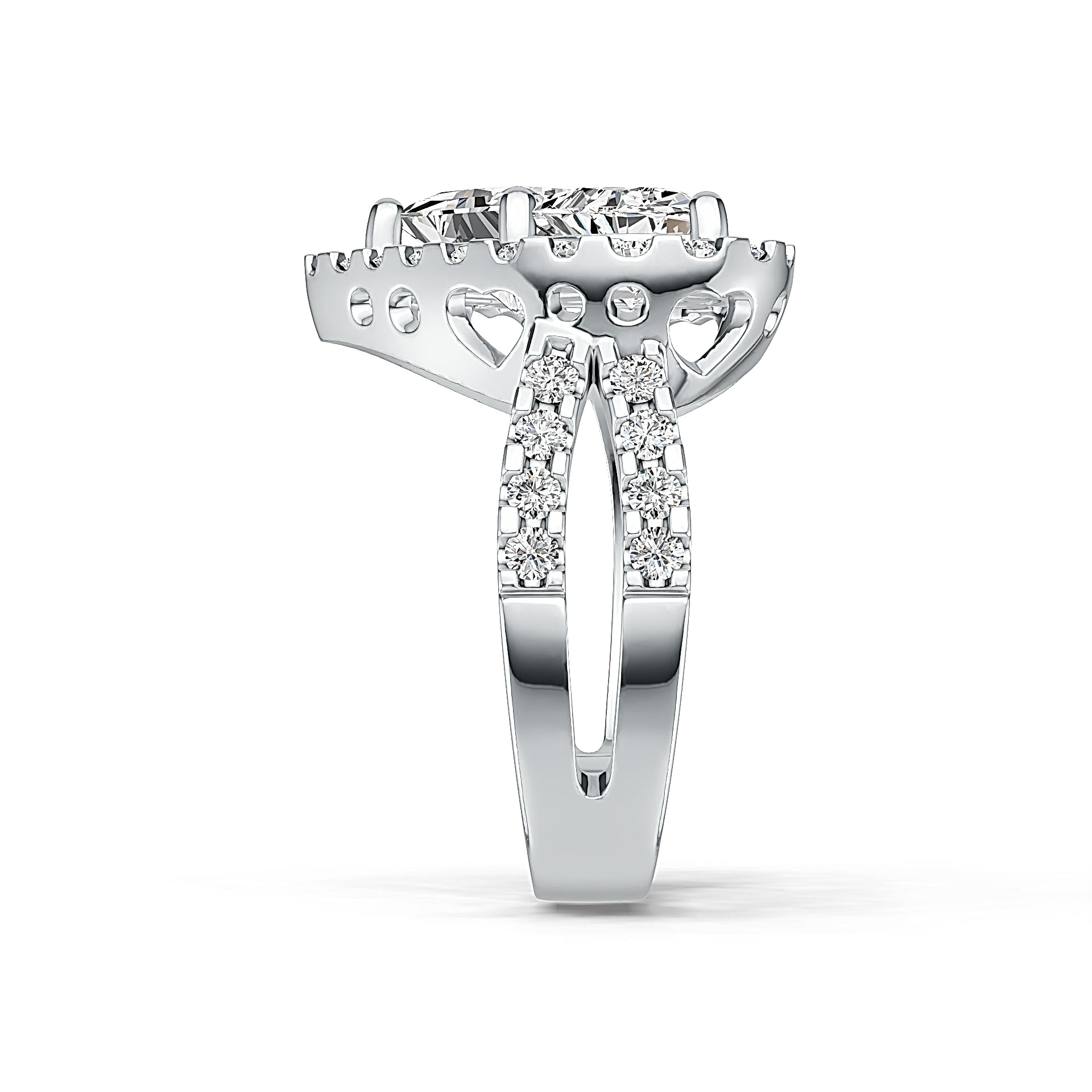 Sterling Silver Semi Mount Ring Setting Princess Square 6X6mm Heart Theme Syzjewelry