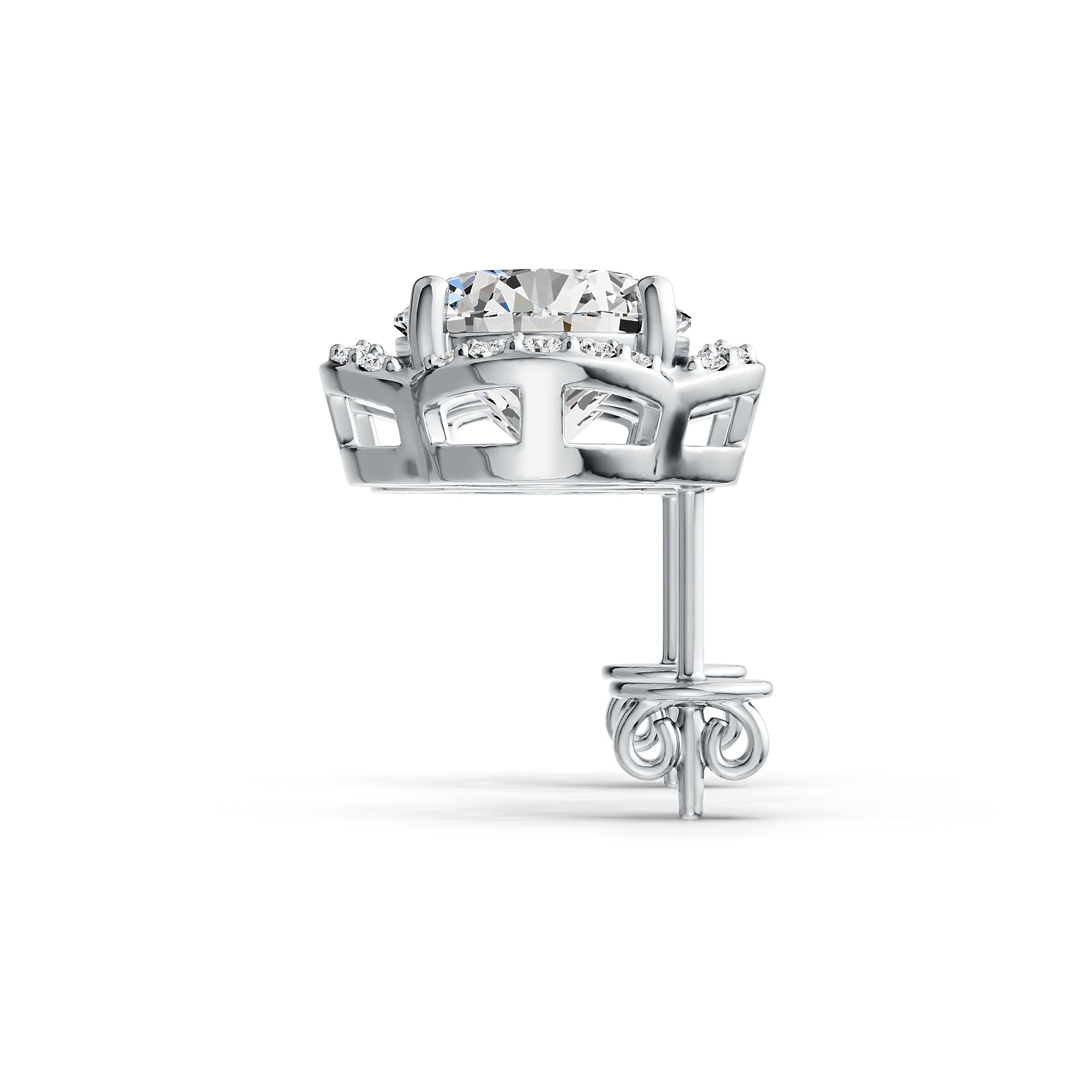 Sterling Silver Semi Mount Earrings Setting Round RD 8x8mm DHJ
