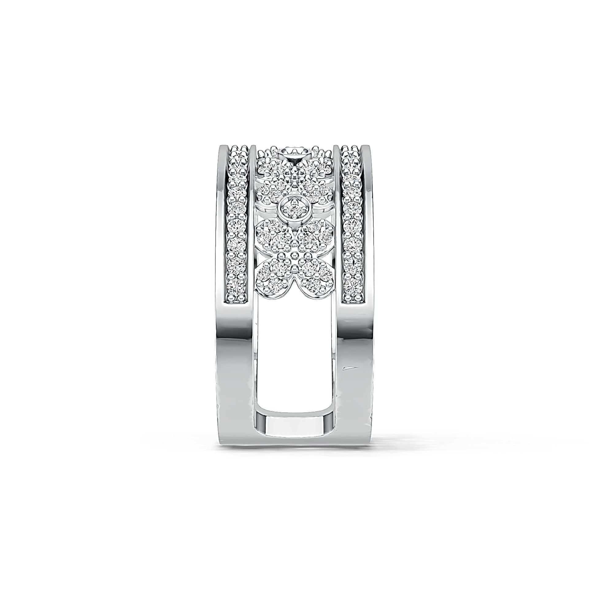 Sterling Silver Ring Multi-Row with White Topaz or Moissanite - Syzjewelry