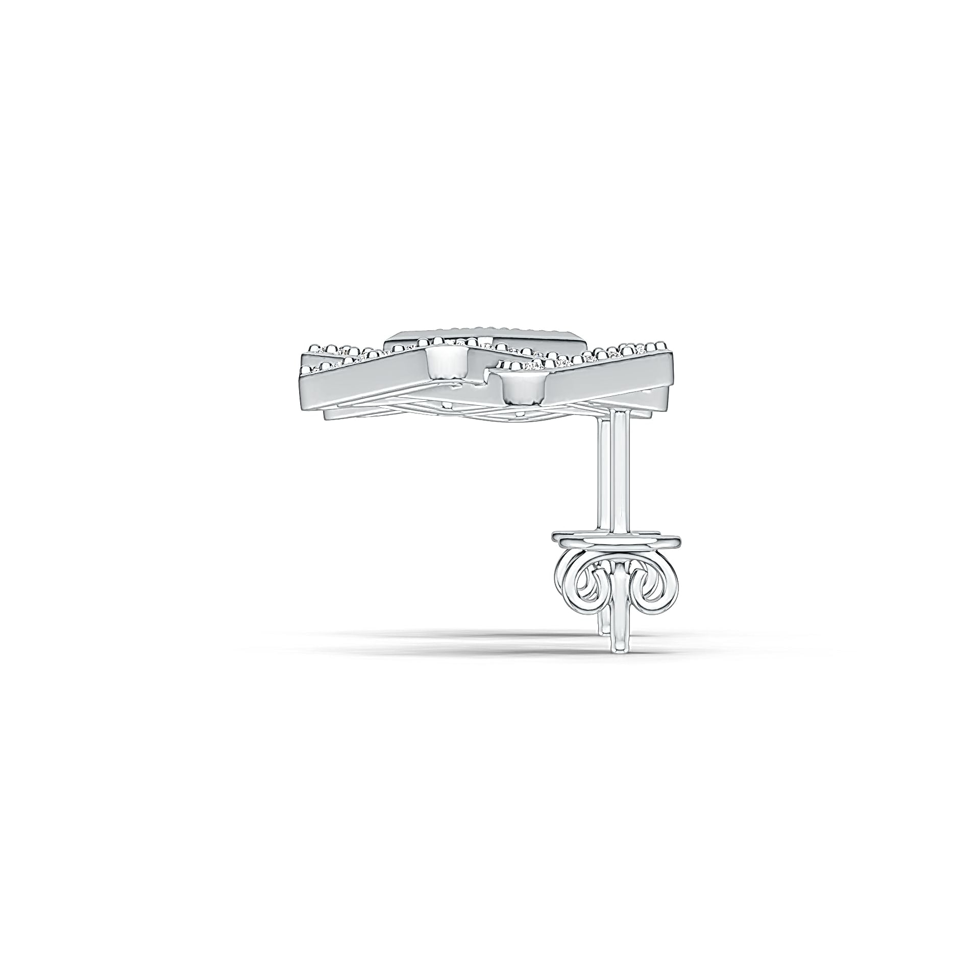Sterling Silver Semi Mount Earrings Setting Round RD 1.3mm White Topaz DHJ