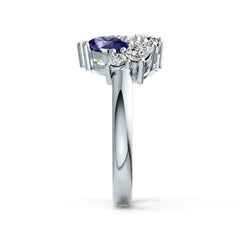 Sterling Silver Pink Sapphire and Moissanite Cluster Ring