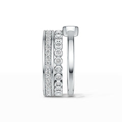 3 PC 14K Gold CVD Diamond Ring Round RD 3.5mm Stackable Rings with Topaz