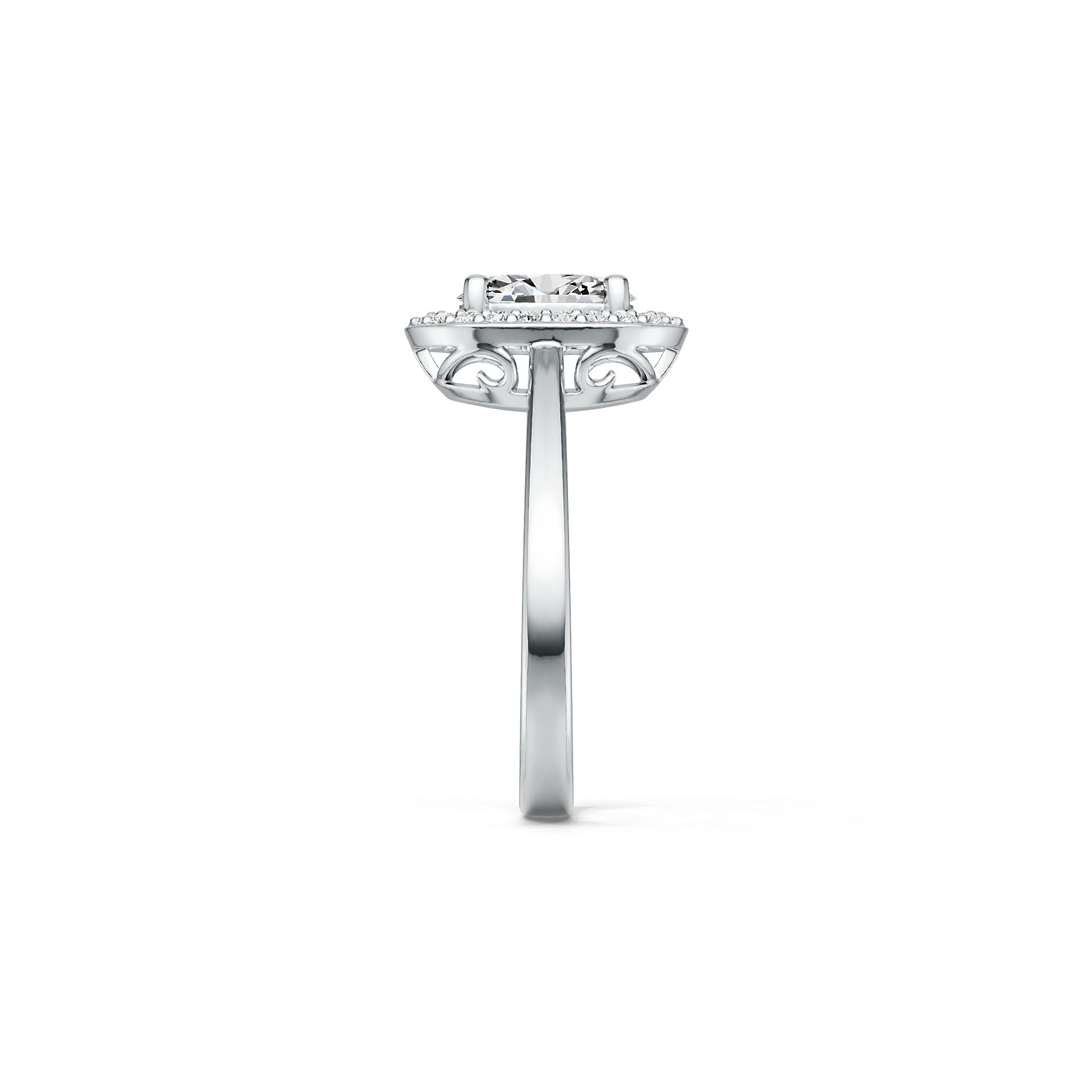 Sterling Silver Semi Mount Ring Setting Oval OV 8X6mm Halo DHJ