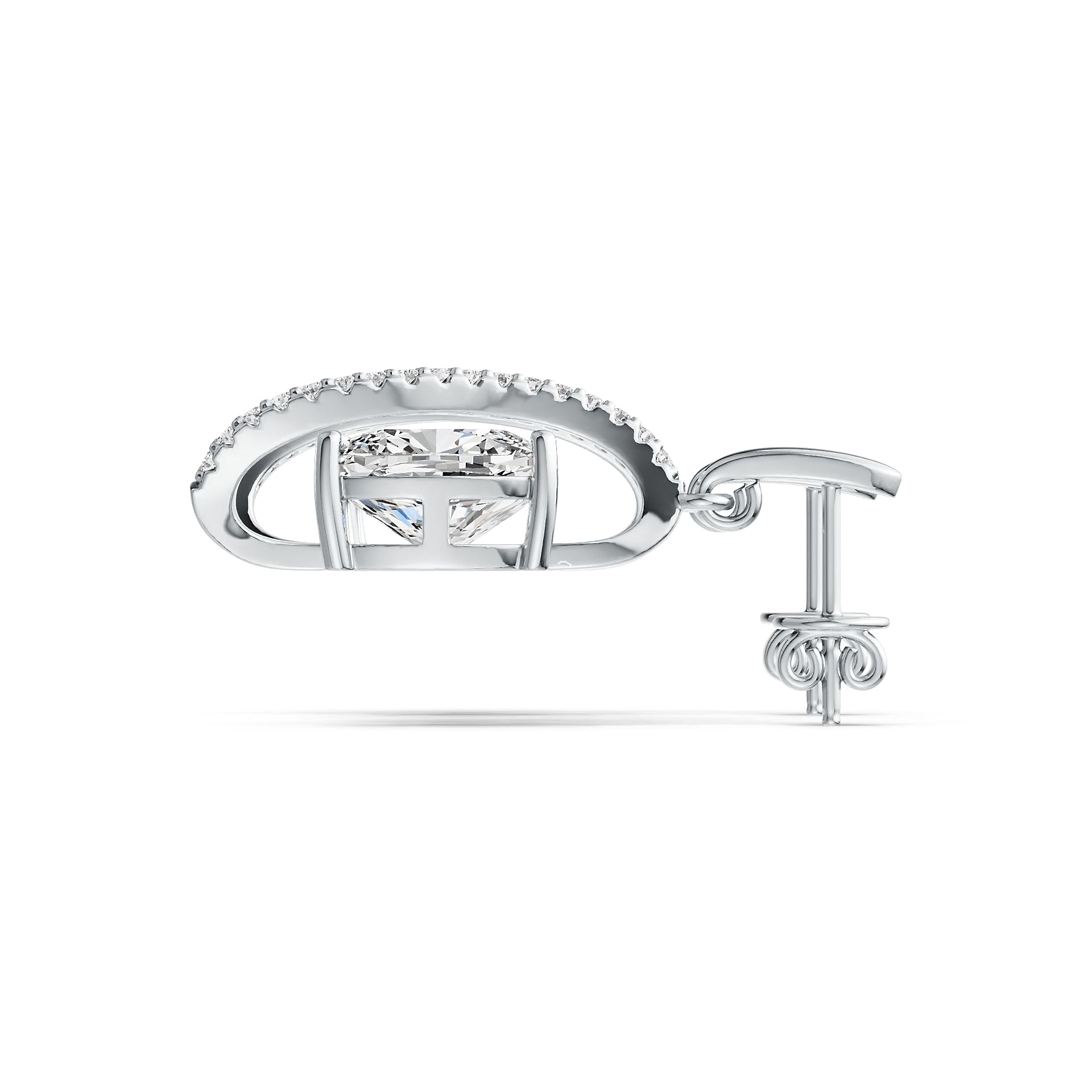 Sterling Silver Semi Mount Earrings Setting Cushion CU 10X8mm with White Topaz DHJ