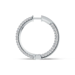 Sterling Silver Hoop Earrings with White Topaz or Moissanite DHJ