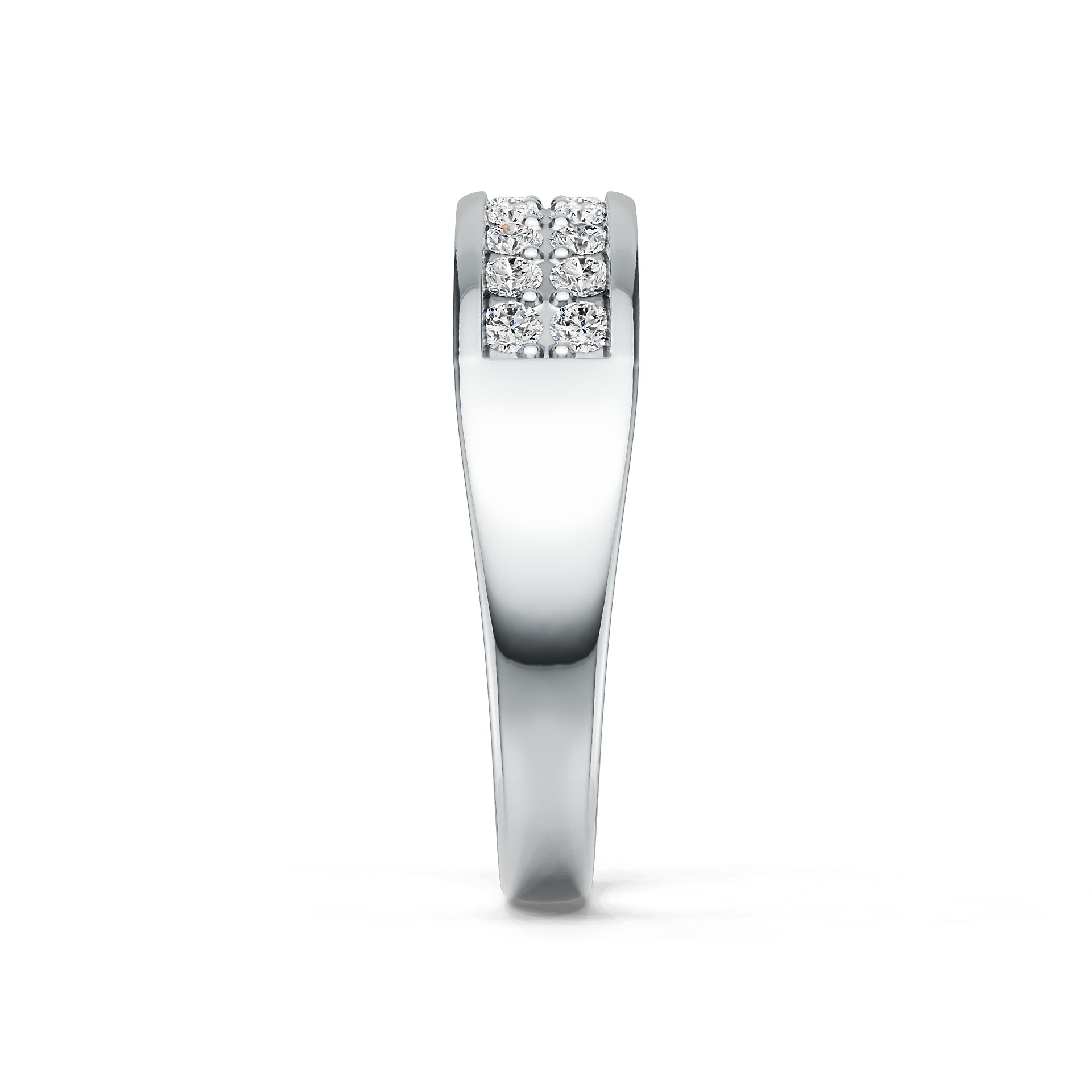 Sterling Silver Double-Row Wedding Band Ring with White Topaz or Moissanite Syzjewelry