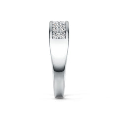 Sterling Silver Double-Row Wedding Band Ring with White Topaz or Moissanite Syzjewelry