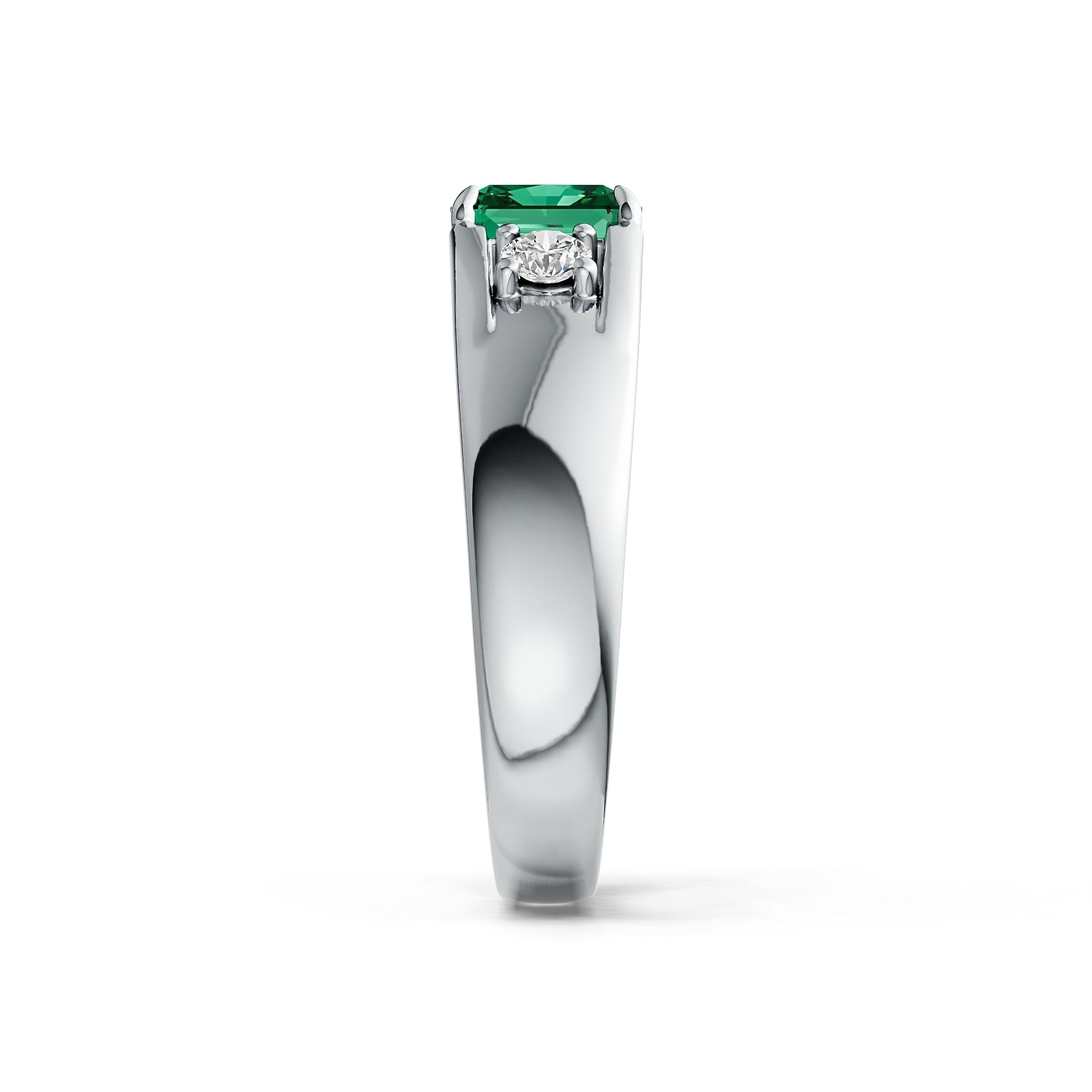 Men's Sterling Silver Semi Mount Ring Setting Princess SQ 7X7mm RD 3.5mm 3-Stone DHJ