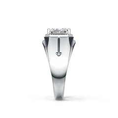Platinum Moissanite Ring Emerald OCT 8X8mm Men's Ring