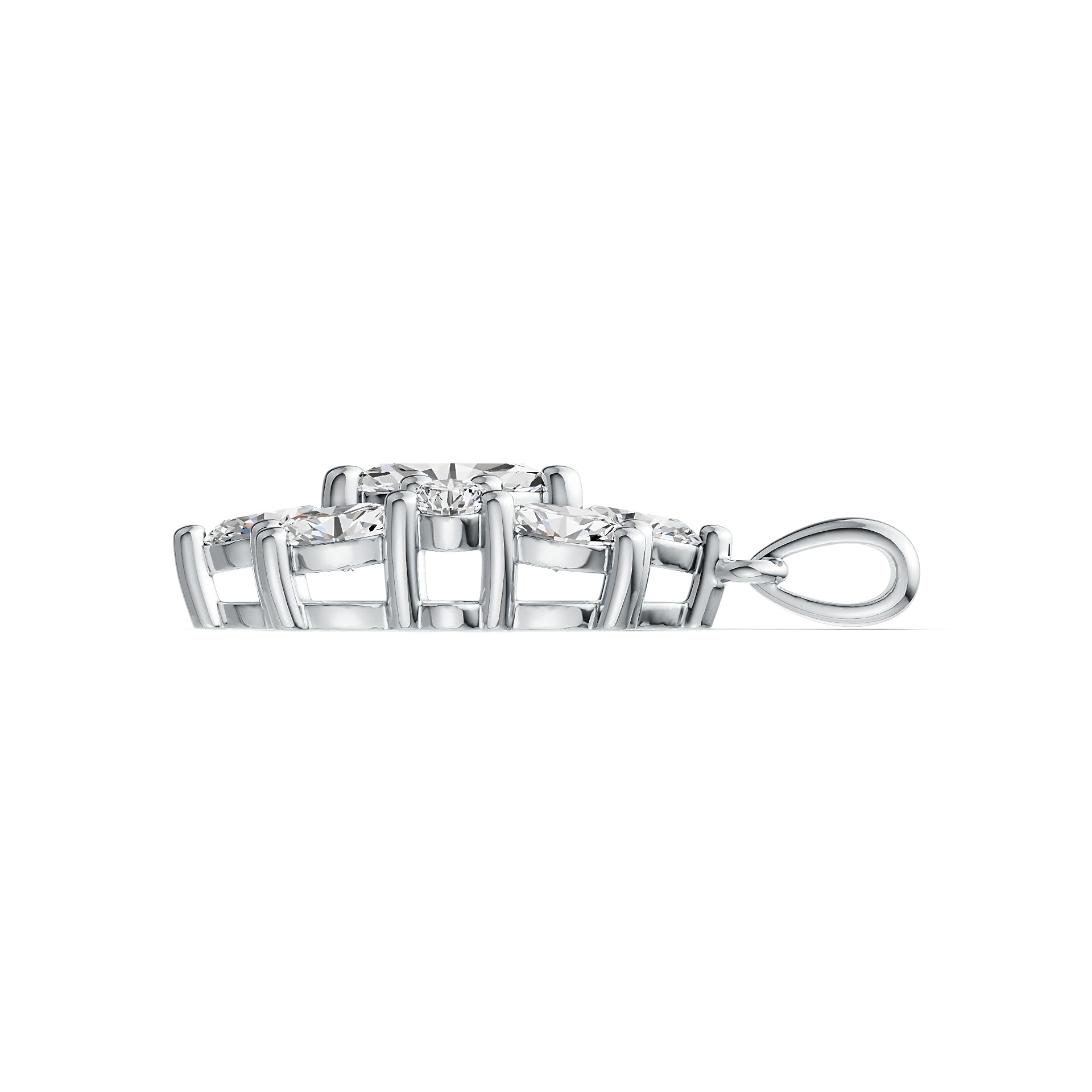 Sterling Silver Semi Mount Pendant Setting Marquise MQ 8X4mm OV 5X3mm RD 3X3mm DHJ