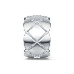 Sterling Silver Band Ring 13mm Wide with Pattern DHJ