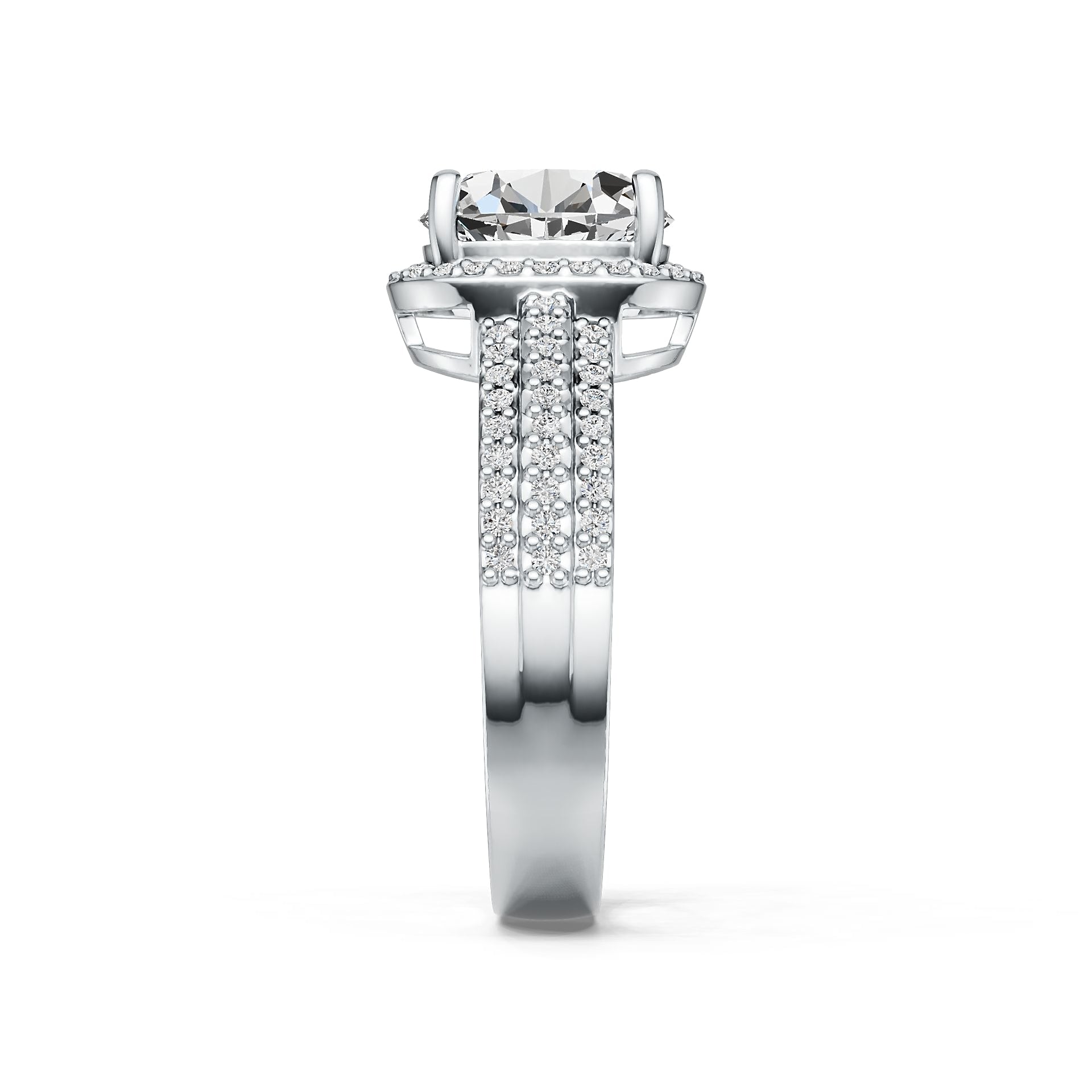 Sterling Silver Semi Mount Ring Setting Oval OV 9X7mm with White Topaz Accent DHJ
