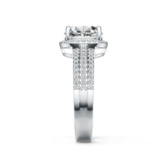 Sterling Silver Semi Mount Ring Setting Oval OV 9X7mm with White Topaz Accent DHJ
