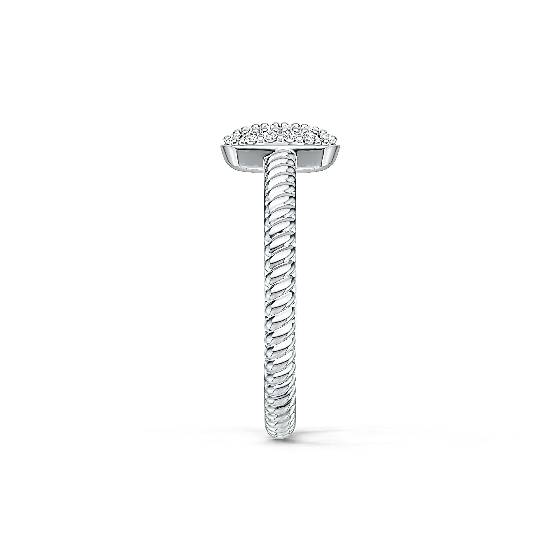 Sterling Silver Square Pave Ring with White Topaz or Moissanite DHJ