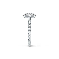 Sterling Silver Square Pave Ring with White Topaz or Moissanite DHJ