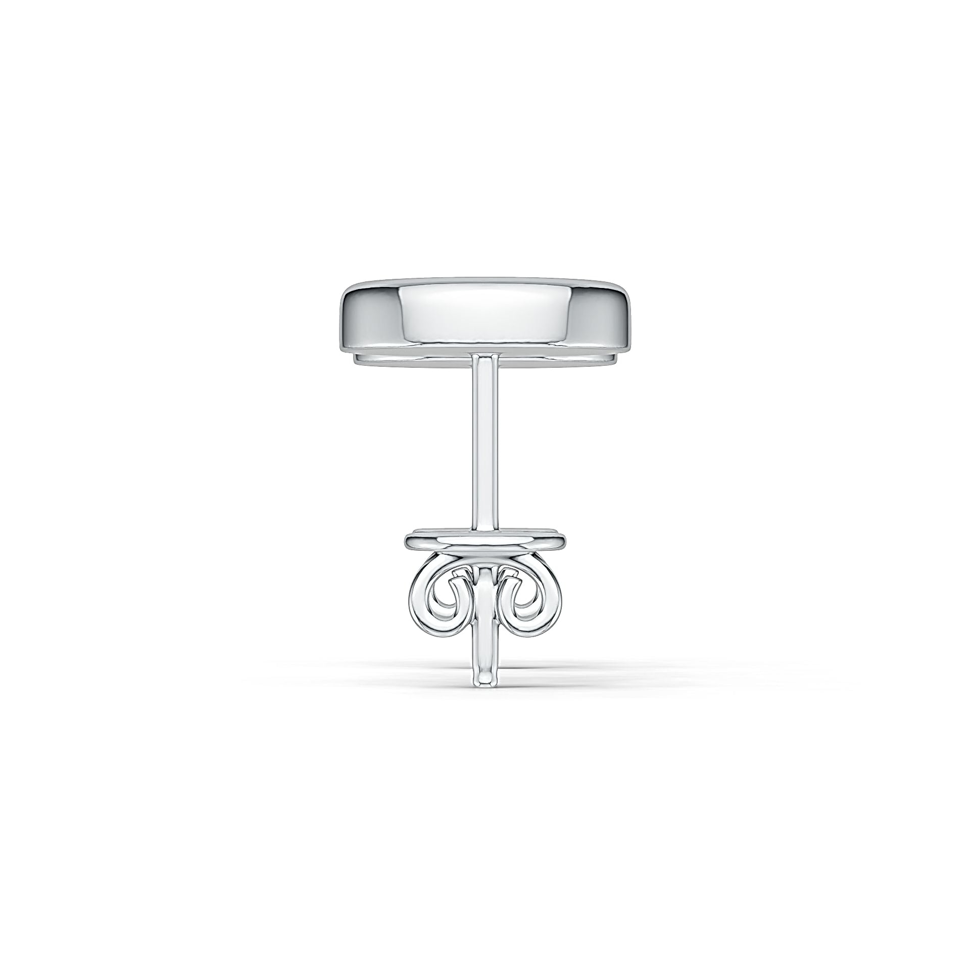 Sterling Silver Semi Mount Earrings Setting Round RD 8x8mm Cabochon Stud - Syzjewelry