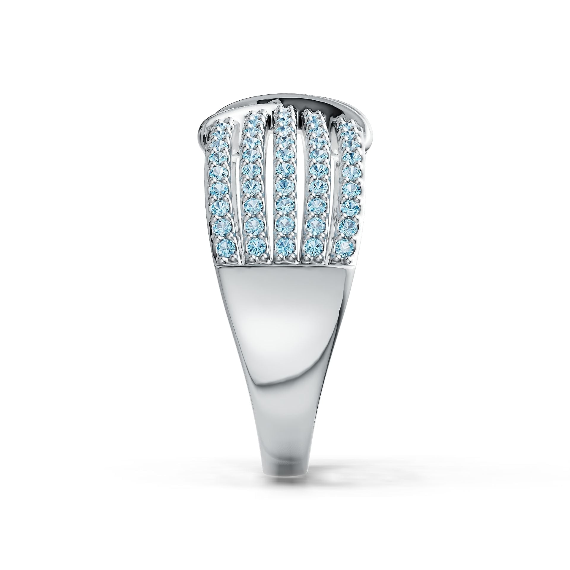 Sterling Silver Ring Crossover Multi-Row with White Topaz or Moissanite Syzjewelry