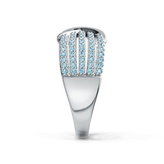 Sterling Silver Ring Crossover Multi-Row with White Topaz or Moissanite Syzjewelry