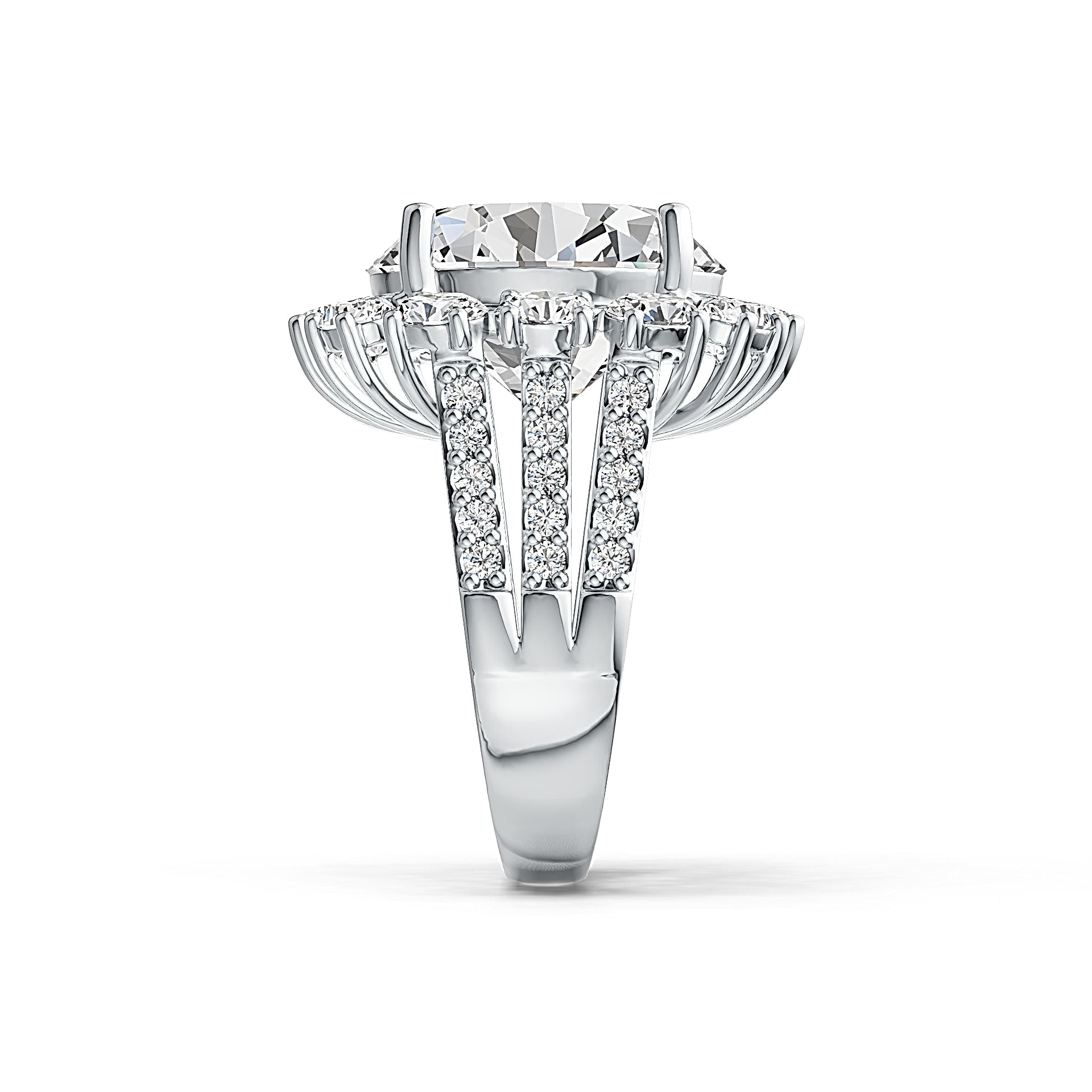 Sterling Silver Semi Mount Ring Setting Oval 14X12mm Split Shank Halo - Syzjewelry