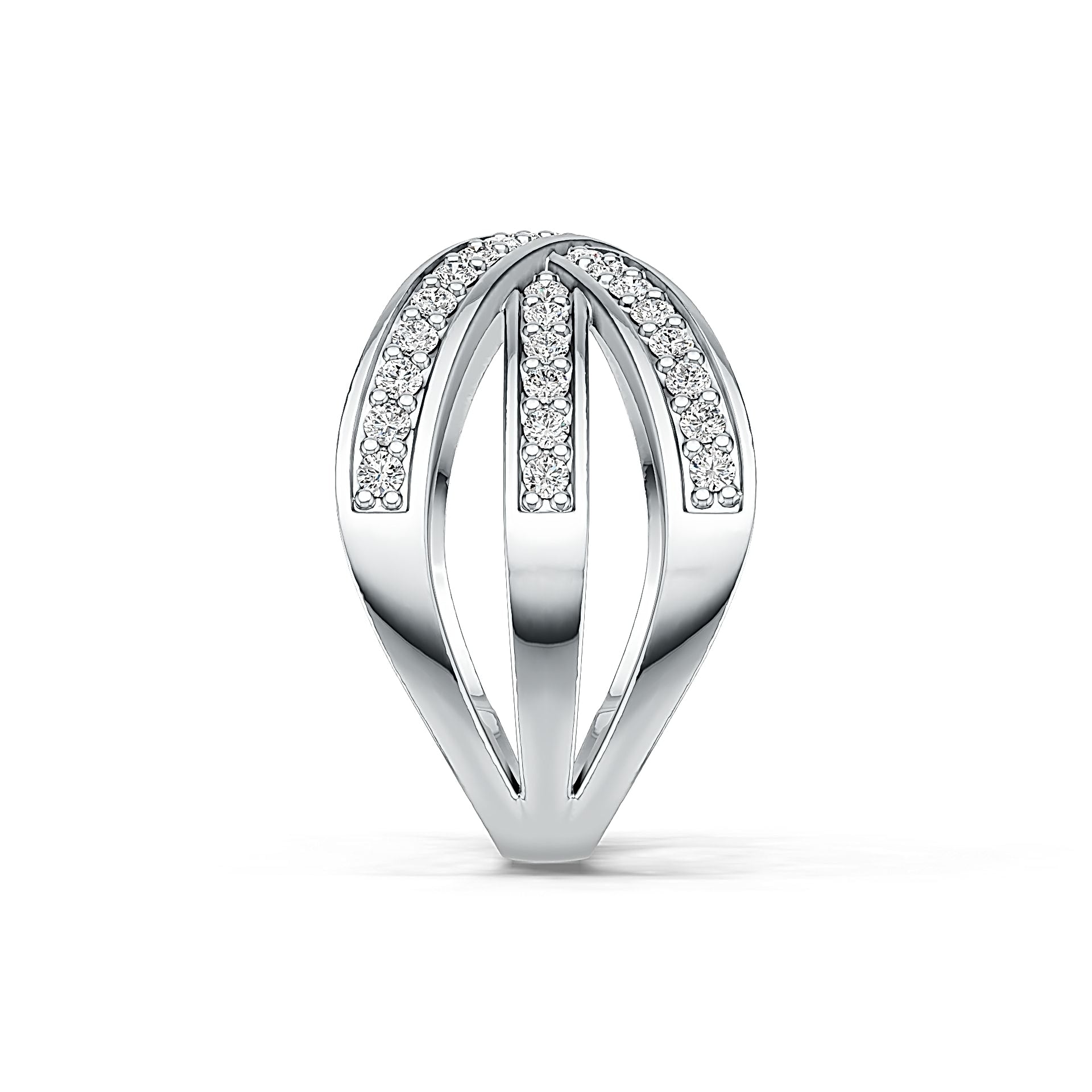 Sterling Silver Crossover Ring with White Topaz or Moissanite - Syzjewelry