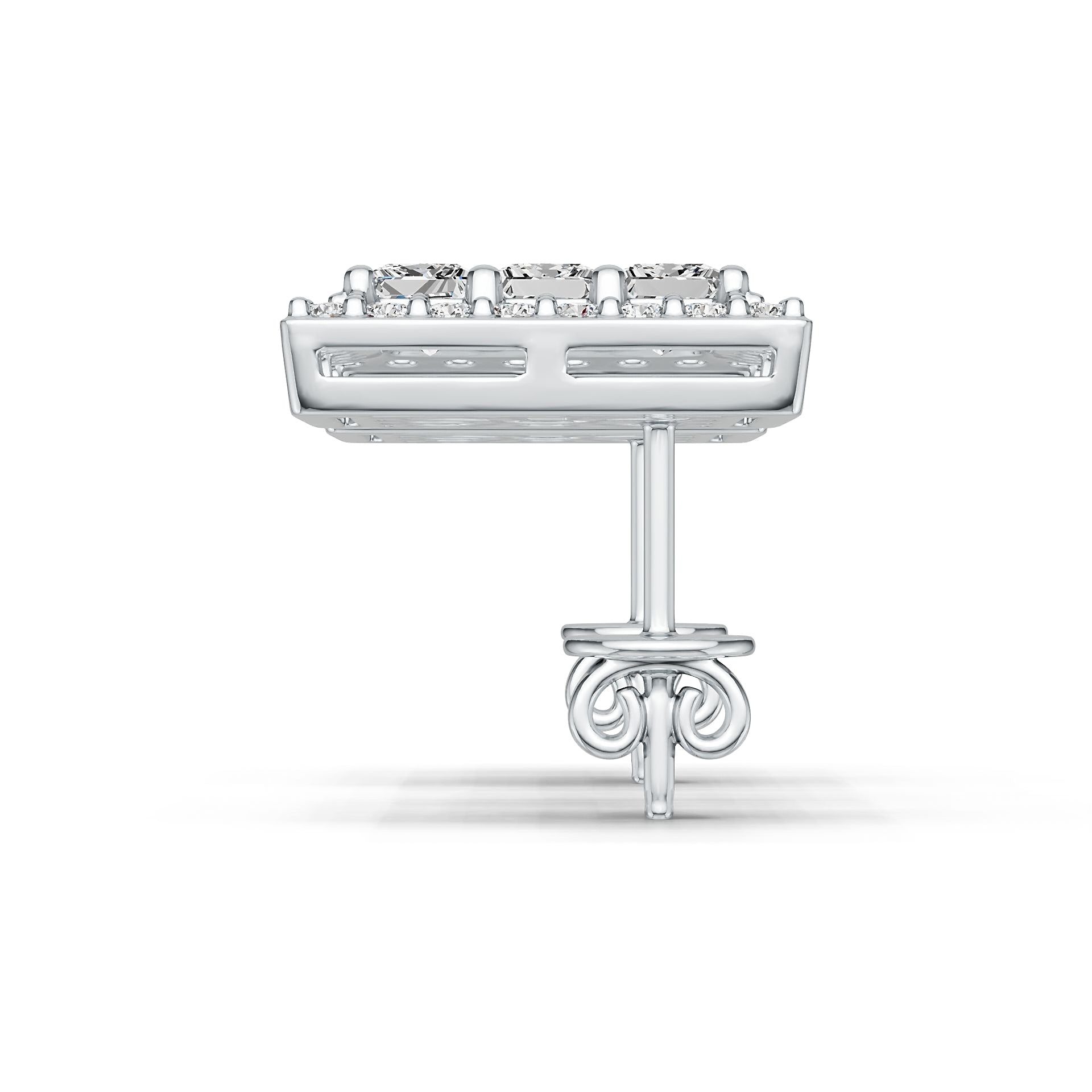 Sterling Silver Semi Mount Earrings Setting Princess SQ 3X3mm with White Topaz DHJ