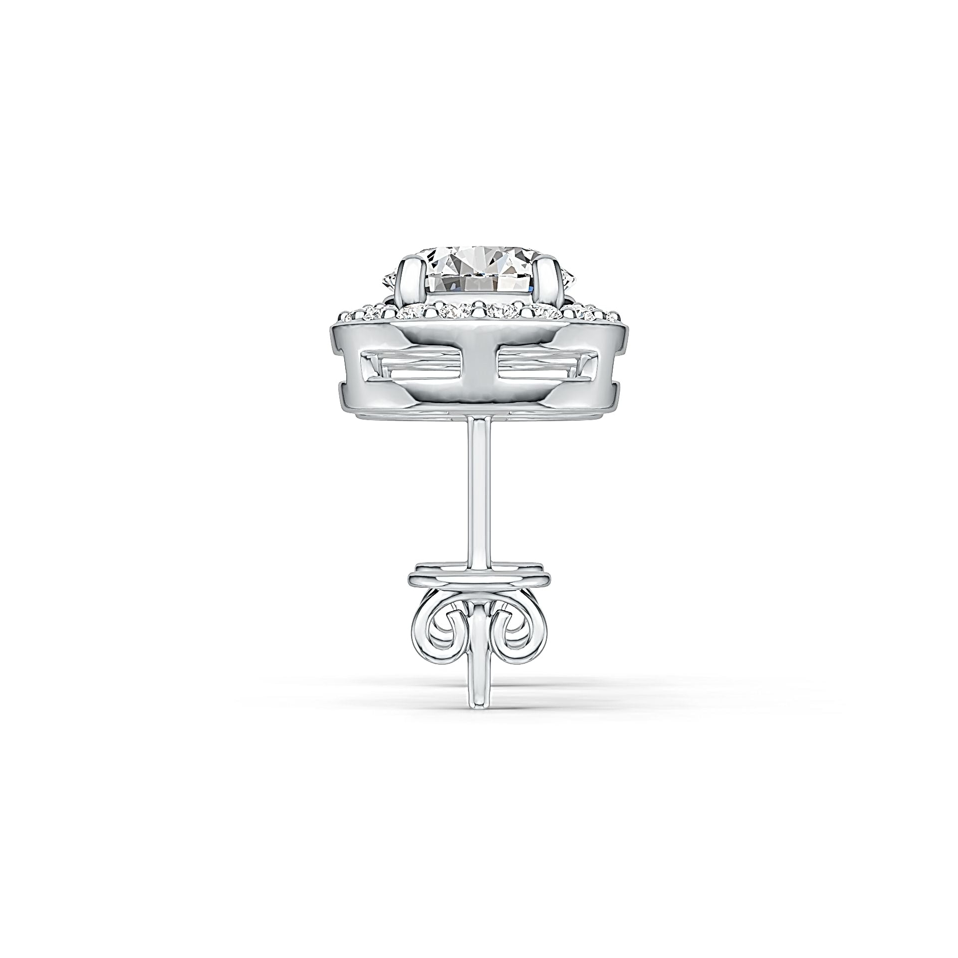 Sterling Silver Semi Mount Earrings Setting Round RD 6x6mm Halo Stud DHJ
