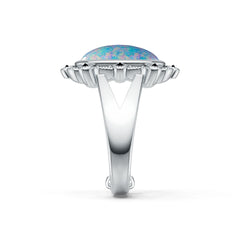 Sterling Silver Opal Ring Oval OV 14X10mm