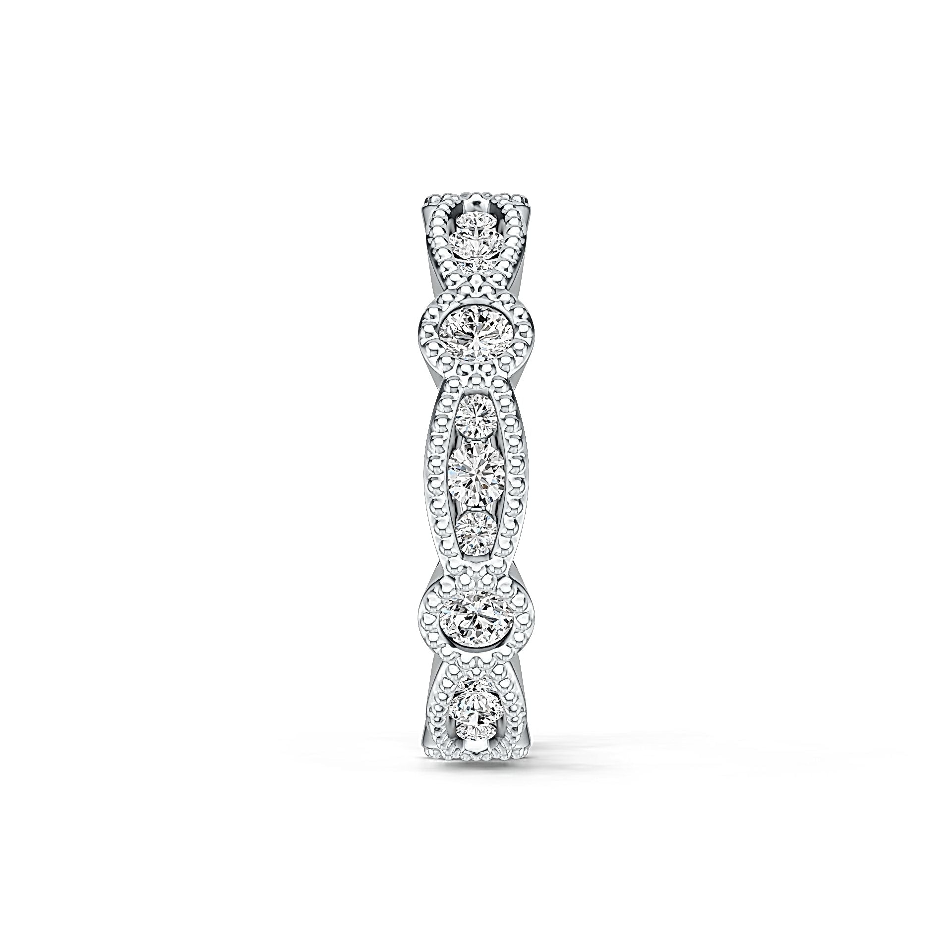 Sterling Silver Eternity Band Ring with White Topaz or Moissanite DHJ