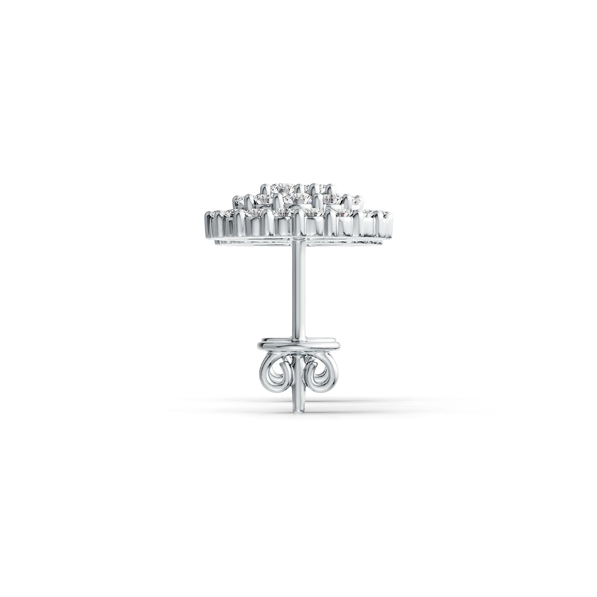 Sterling Silver Earrings Cluster Round Shaped Stud with White Topaz or Moissanite DHJ