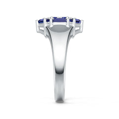 Sterling Silver Royal Blue Sapphire Ring Cluster Round RD 2x2mm