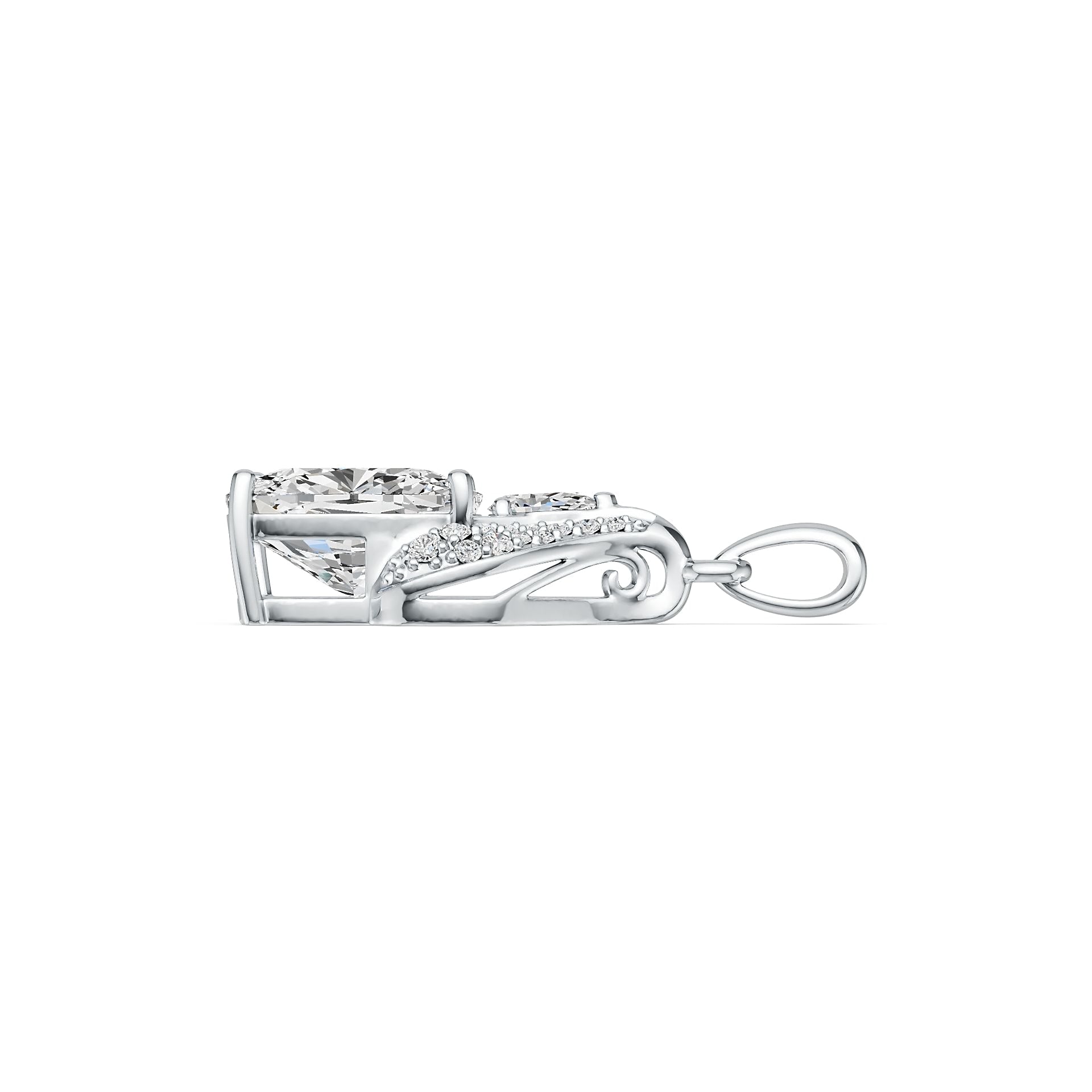 Sterling Silver Semi Mount Pendant Setting Cushion CU 11X9mm DHJ