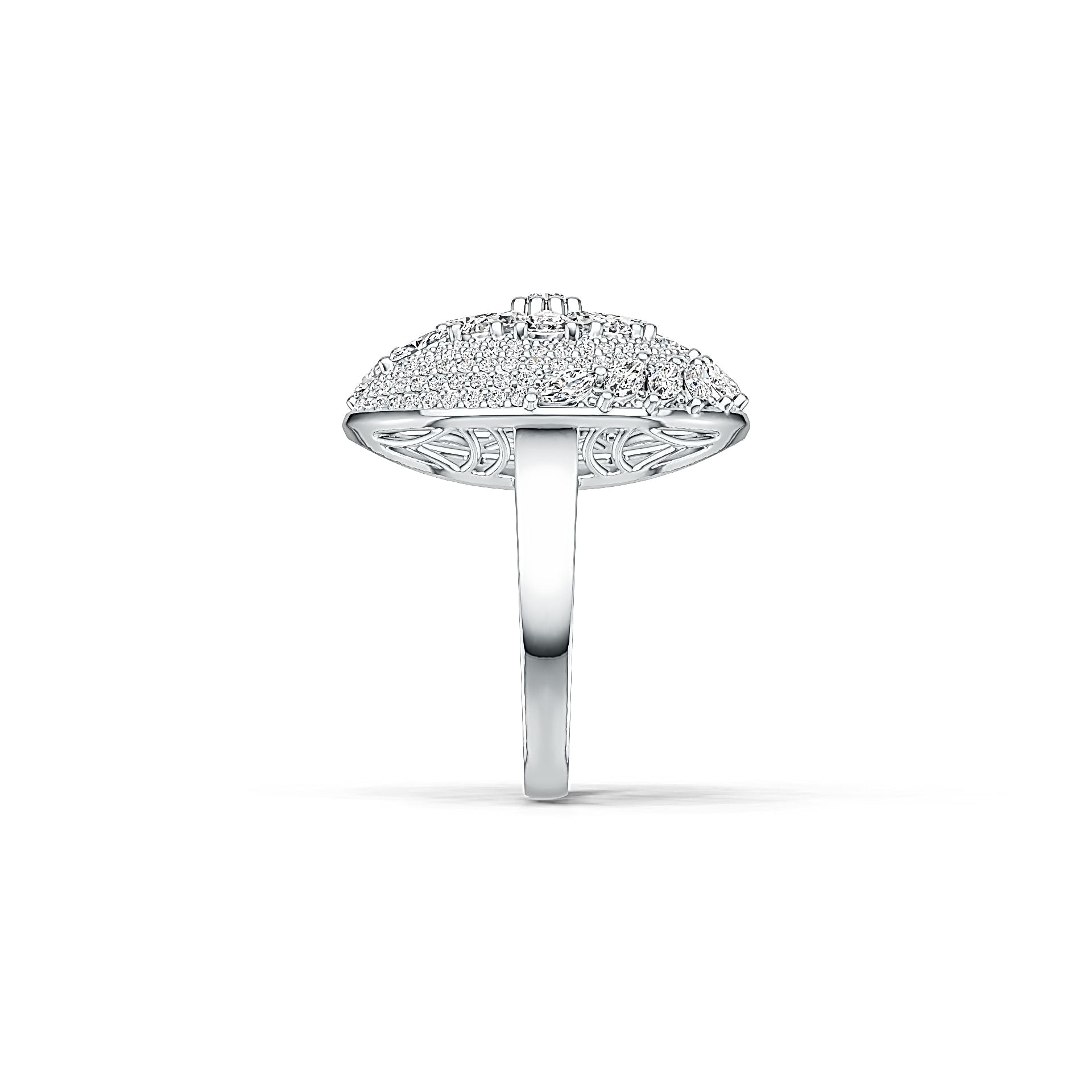 Sterling Silver Cluster Cocktail Ring with White Topaz or Moissanite - Syzjewelry