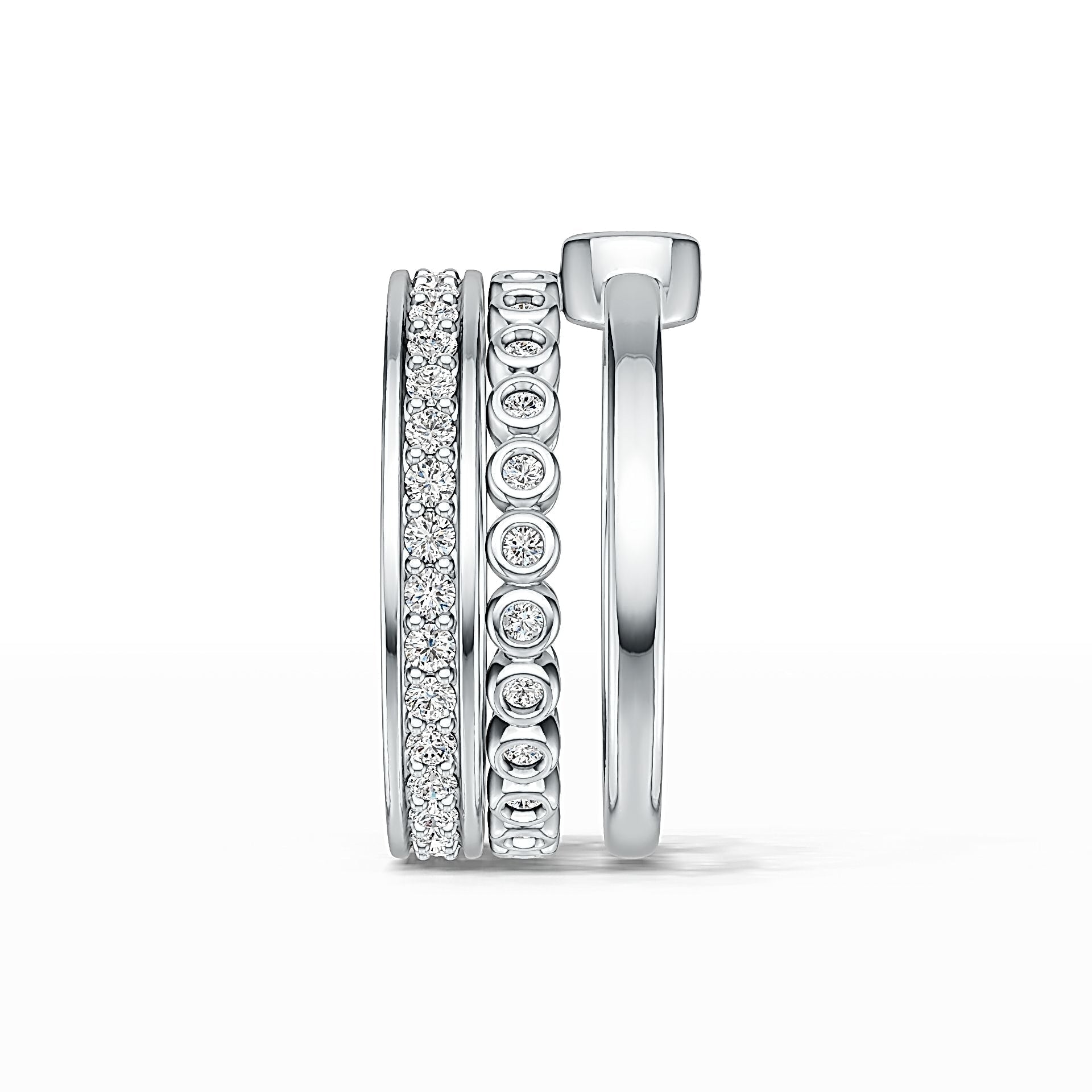 10K Gold Semi Mount Ring Setting Round RD 3.5mm Stackable Rings with White Topaz - Syzjewelry