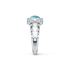 Filigree Sterling Silver Semi Mount Ring Setting Cabochon OV 10x8mm White Topaz Syzjewelry