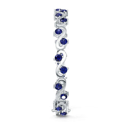 Sterling Silver Moissanite or Sapphire Bracelet Round RD 4x4mm w/ Accent