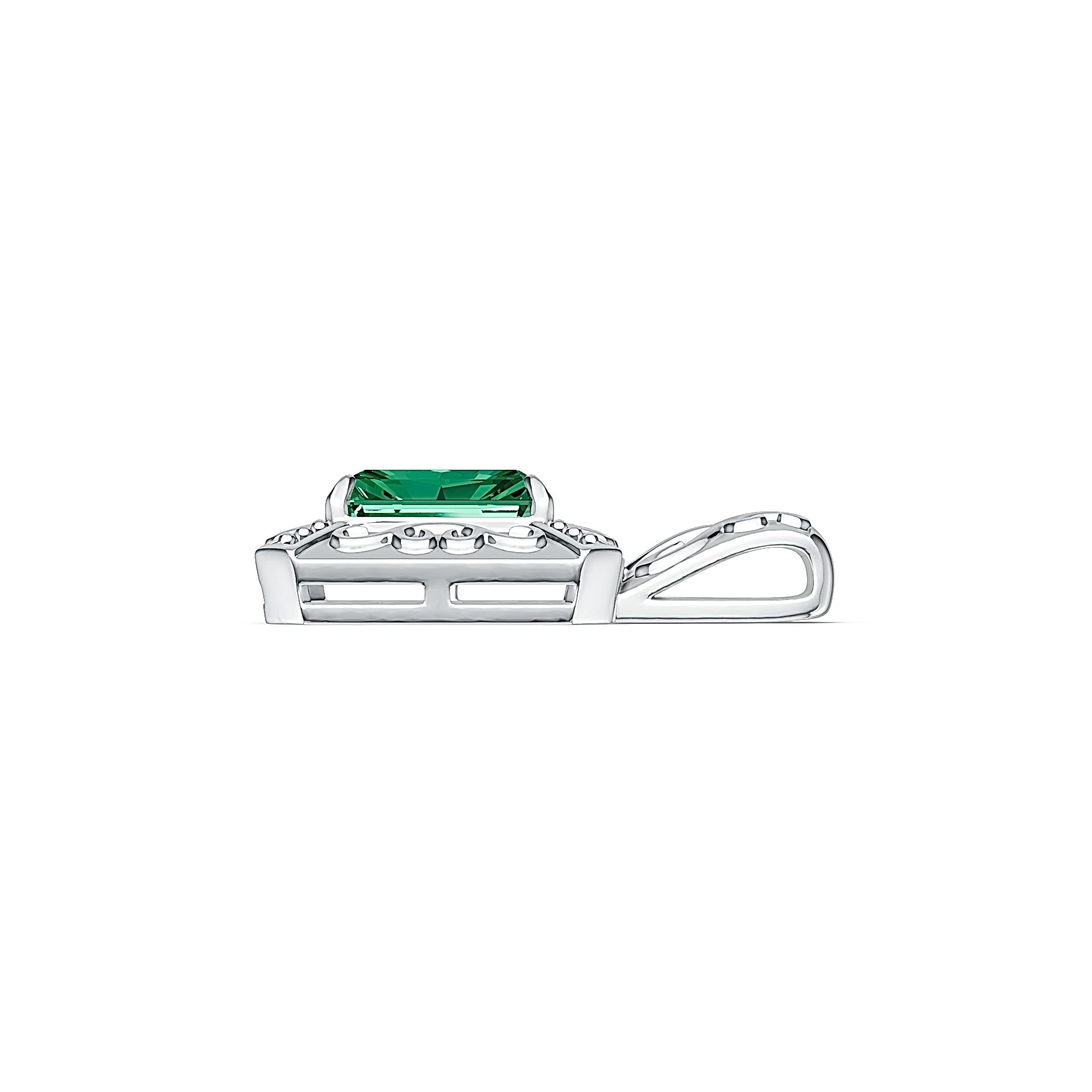 Sterling Silver Semi Mount Pendant Setting Emerald OCT 10X8mm DHJ