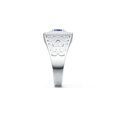 Sterling Silver Sapphire Engagement Ring Ring RD 6.5x6.5mm Men's Ring