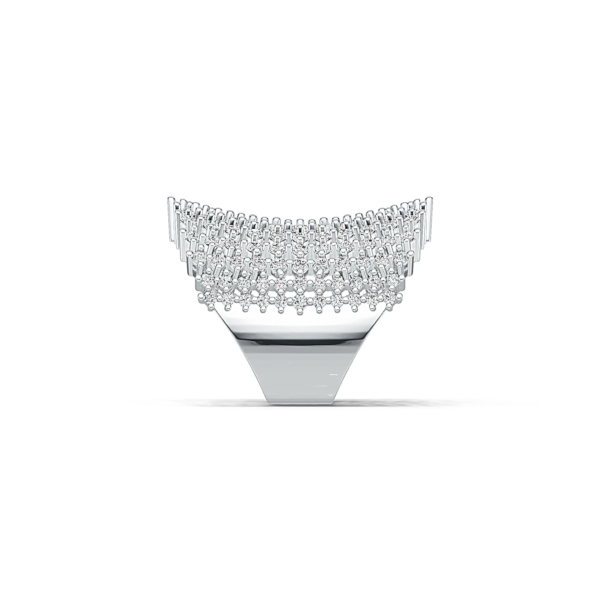 Sterling Silver Statement Ring Multi-Row with White Topaz or Moissanite - Syzjewelry