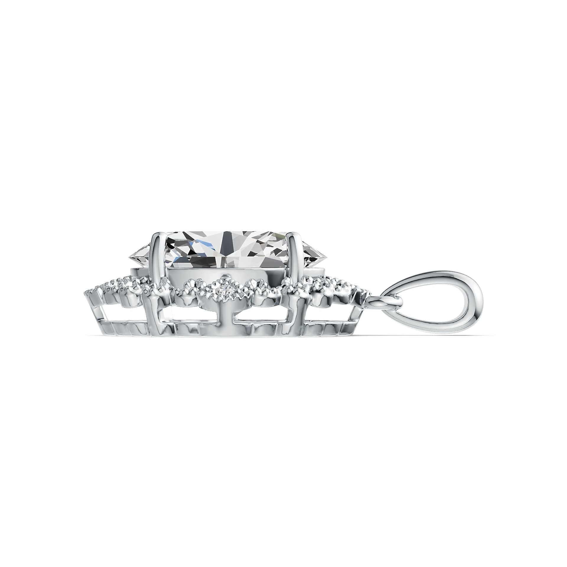 Sterling Silver Semi Mount Pendant Setting Oval OV 14X10mm DHJ
