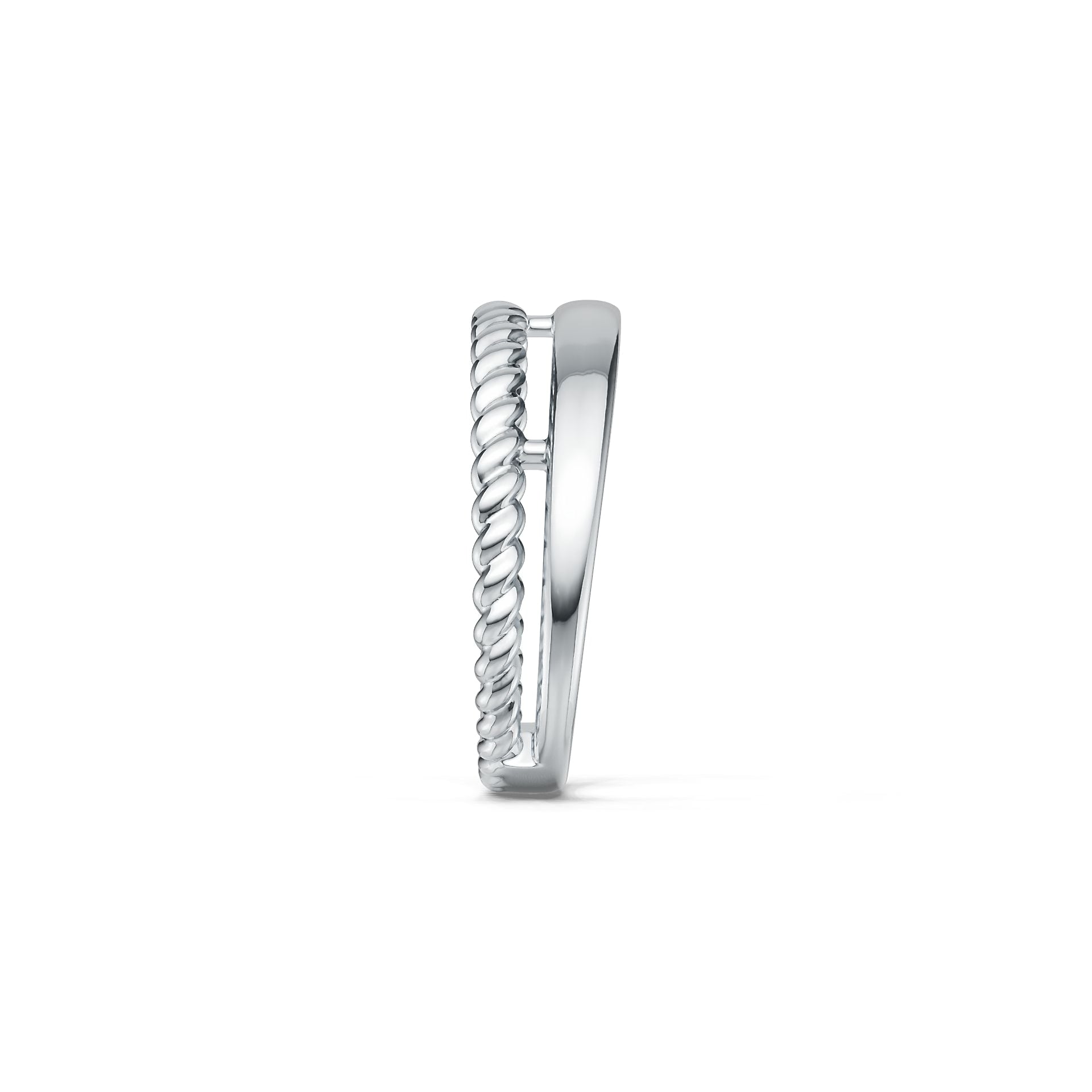 Sterling Silver Ring Double Band Twisted Rope Theme DHJ