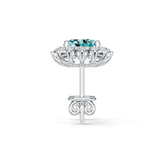 Sterling Silver Semi Mount Earrings Setting Oval OV 7X5mm with White Topaz Syzjewelry
