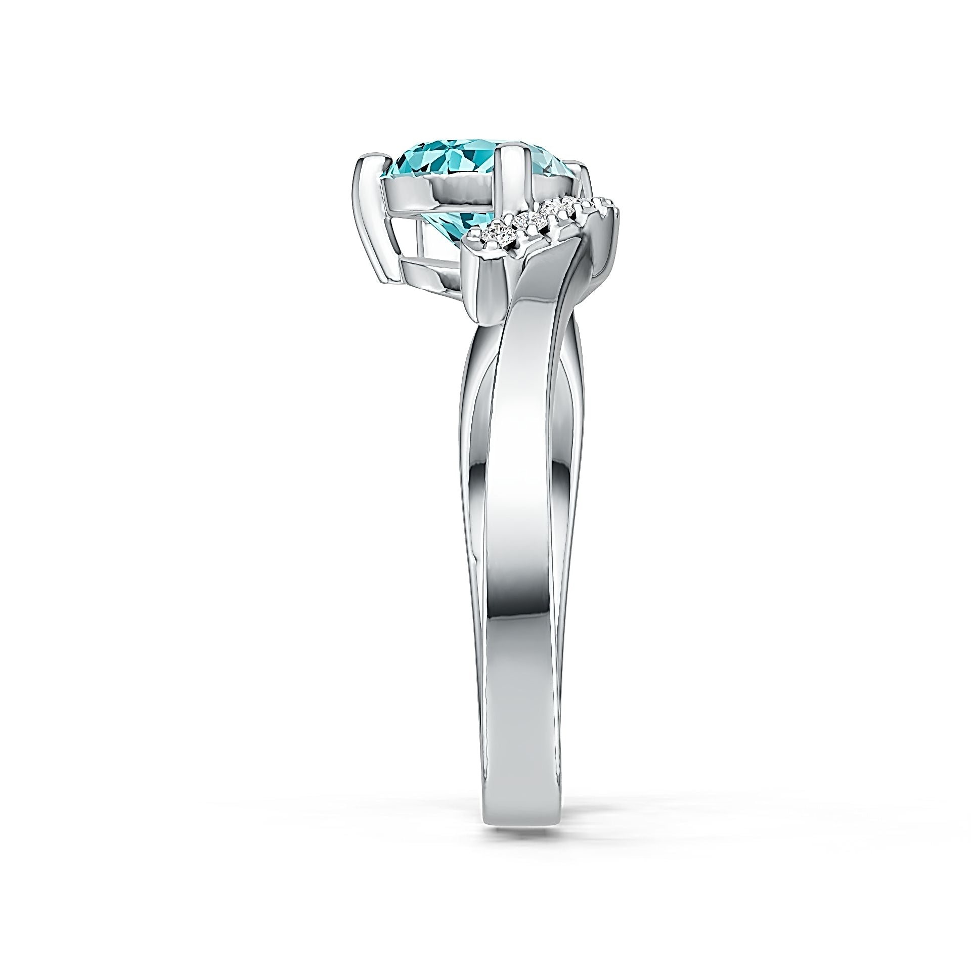 Sterling Silver Semi Mount Ring Setting Pear PE 8X6mm with White Topaz DHJ