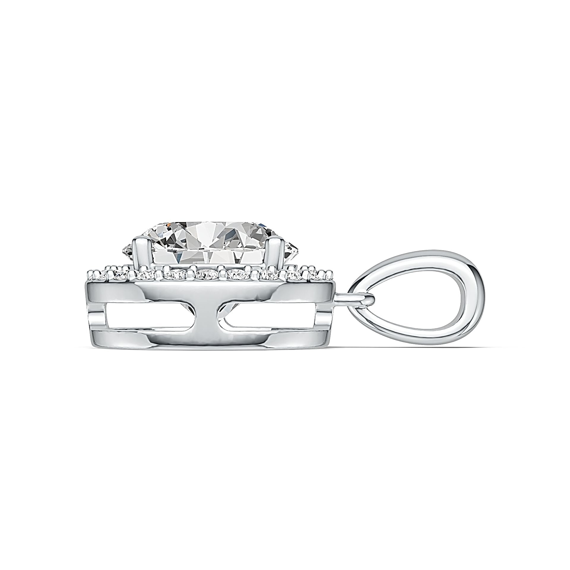 Sterling Silver Semi Mount Pendant Setting Round RD 10X10mm Halo White Topaz Syzjewelry