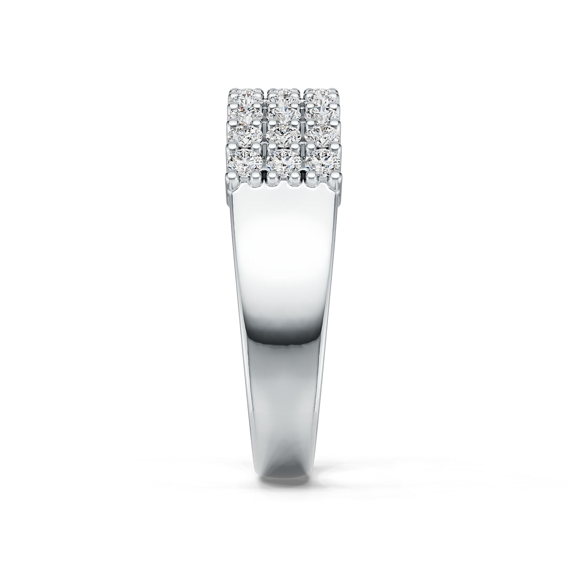 Sterling Silver Ring with White Topaz or Moissanite Three-Row Half-Eternity Ring DHJ