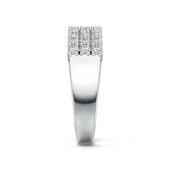 Sterling Silver Ring with White Topaz or Moissanite Three-Row Half-Eternity Ring DHJ