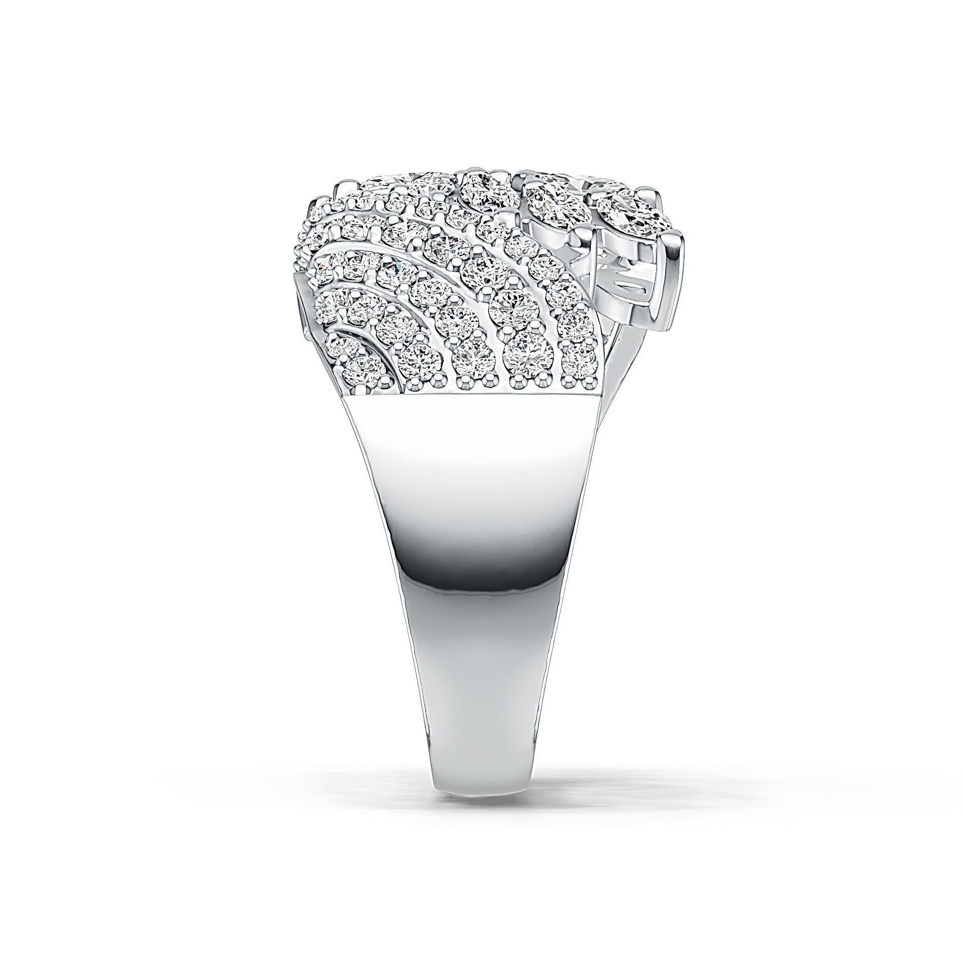Sterling Silver Cluster Cocktail Ring with White Topaz or Moissanite DHJ