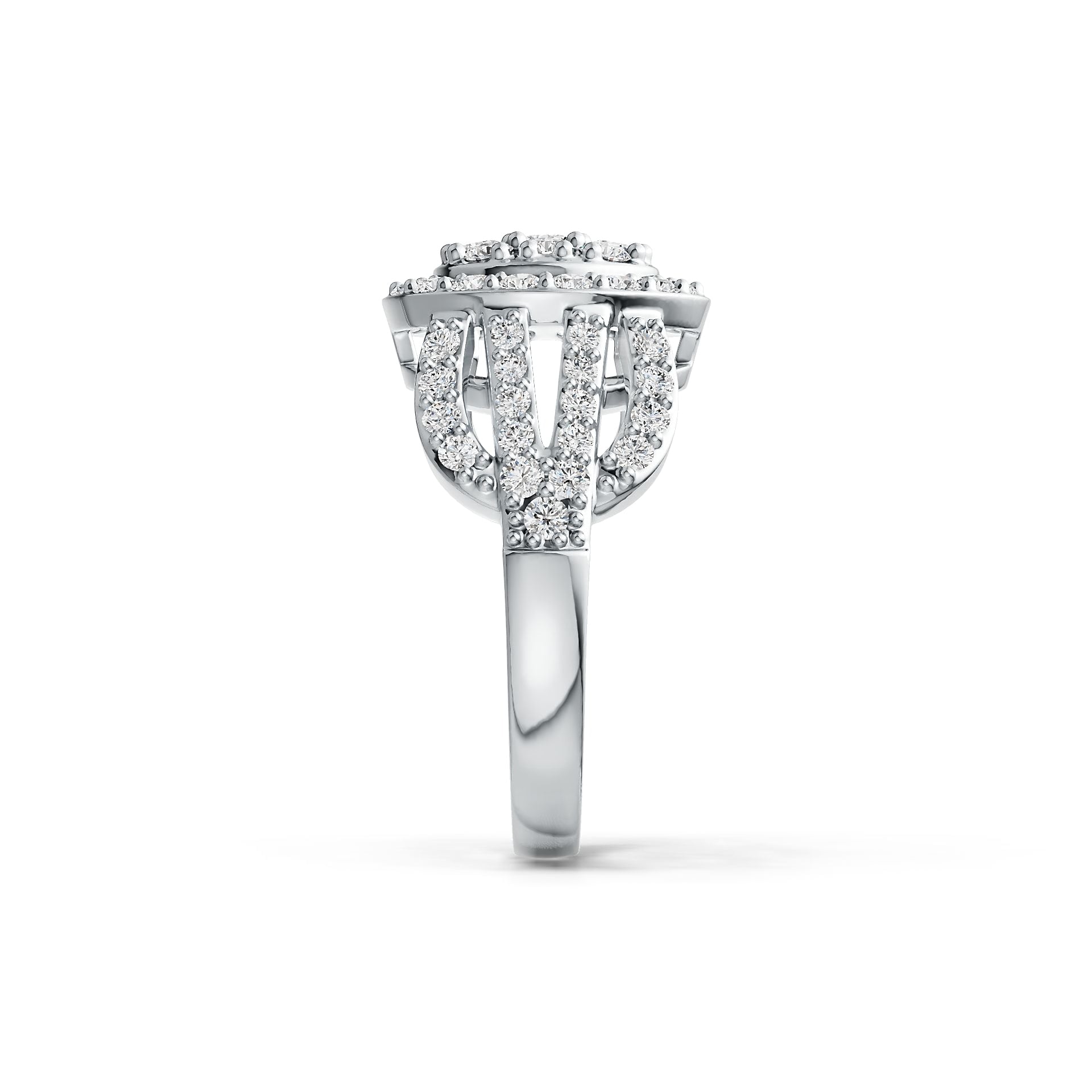 Sterling Silver Ring with White Topaz or Moissanite Round Cluster Halo DHJ