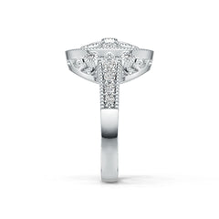 Sterling Silver Cluster Cocktail Ring with White Topaz or Moissanite DHJ