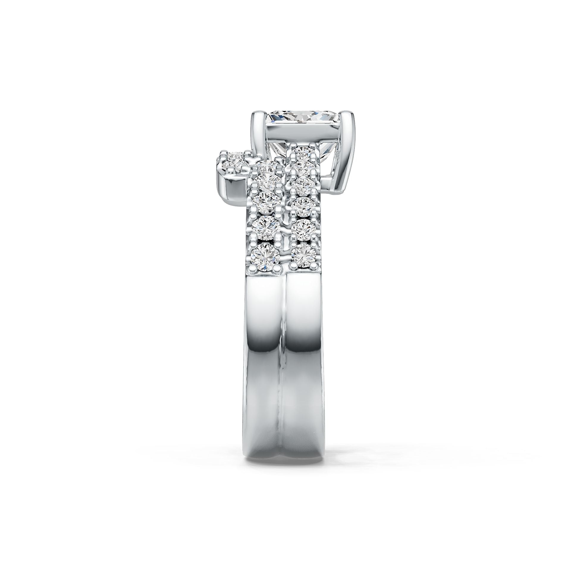 Sterling Silver Semi Mount Ring Setting Princess SQ 6x6mm with White Topaz DHJ